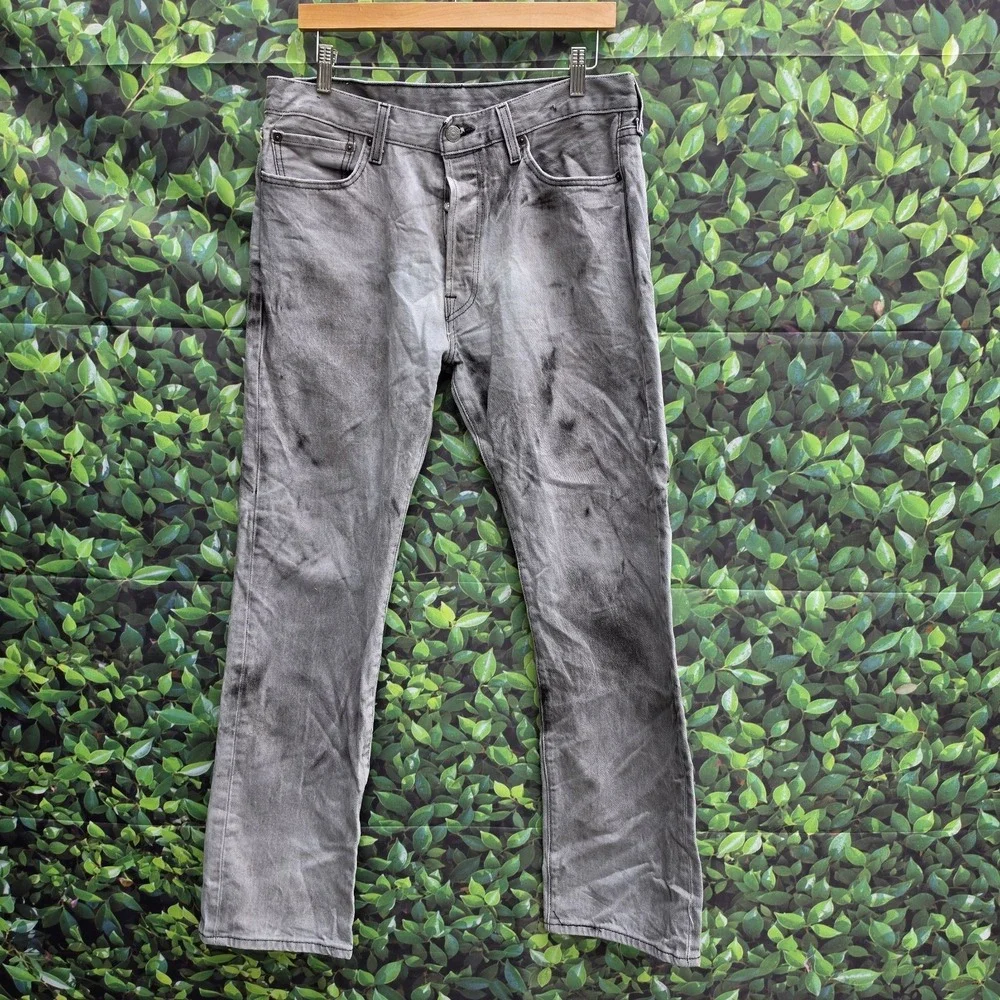 Levis 501 WaterLess Jeans Mens W34 L30 Gray Straight Leg Button Fly Denim